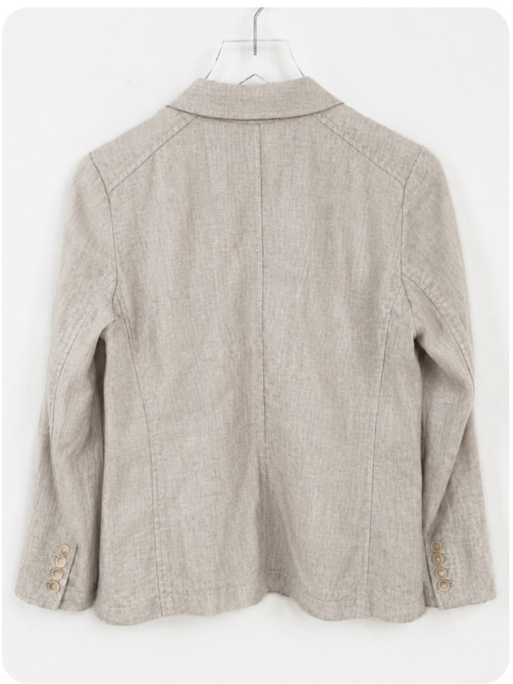 J. McLaughlin Linen Blend Herringbone Blazer Jacket Beige Taupe XS - Picture 3 of 7